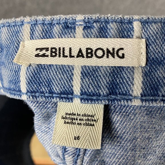 Bilabong Skirt Women's 26 Mini Striped Button Fly 100% Cotton Denim - Picture 5 of 6